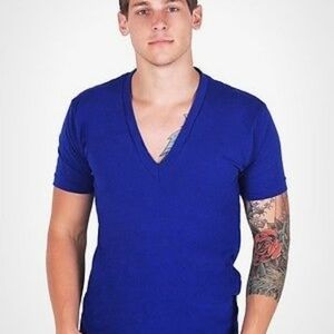 Unisex Electric Blue V-Neck Tshirt
